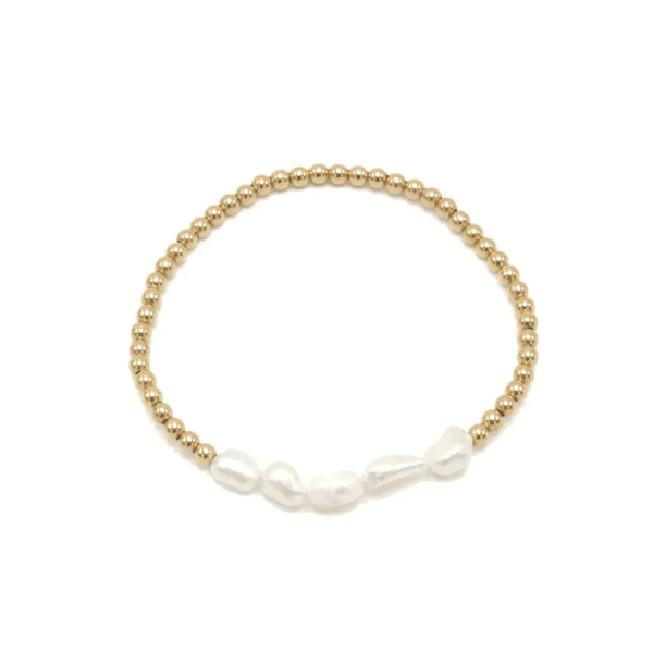 Baroque Row Pearl Bracelet in 14k Gold-Filled