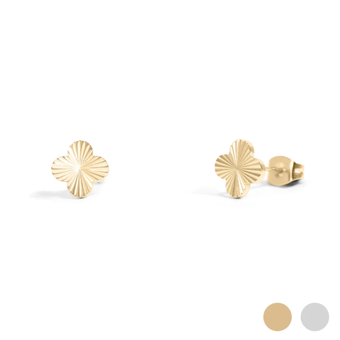 Waterproof Clover Stud Earrings: Gold