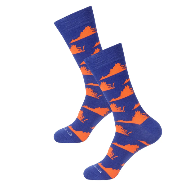 Navy & Orange Virginia Socks