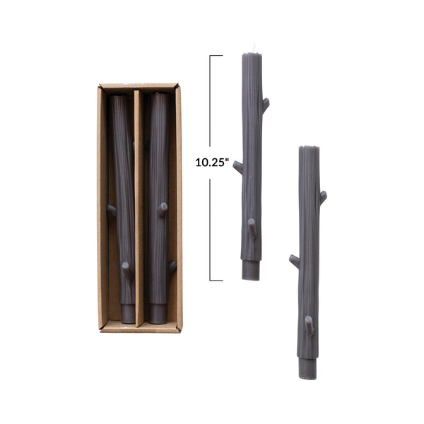 Tree Branch Shaped Taper Candle, Charcoal