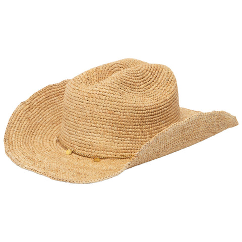Ines - Women's Crochet Raffia Cattleman's Crease Hat