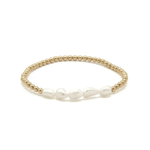 Baroque Row Pearl Bracelet in 14k Gold-Filled