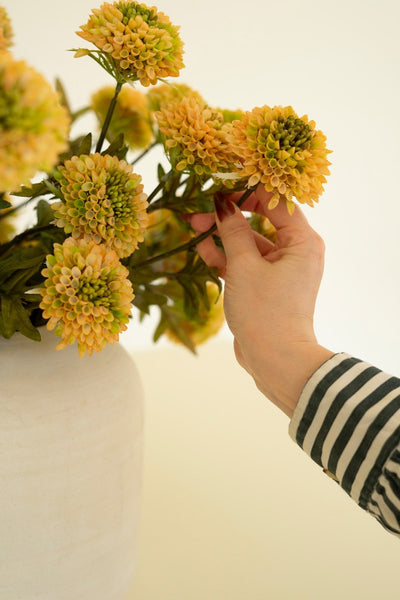 Faux Yellow Ball Dahlias - bundle of 7
