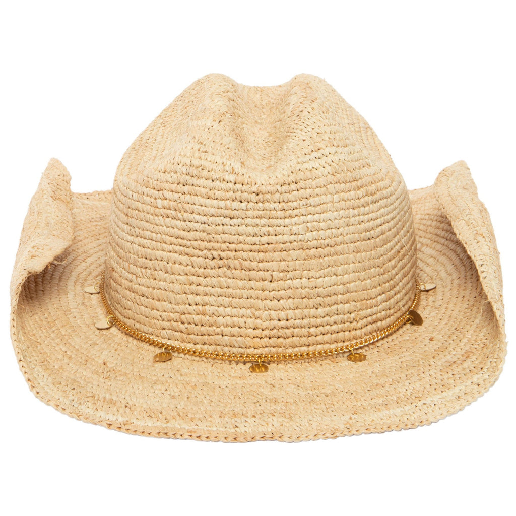 Ines - Women's Crochet Raffia Cattleman's Crease Hat
