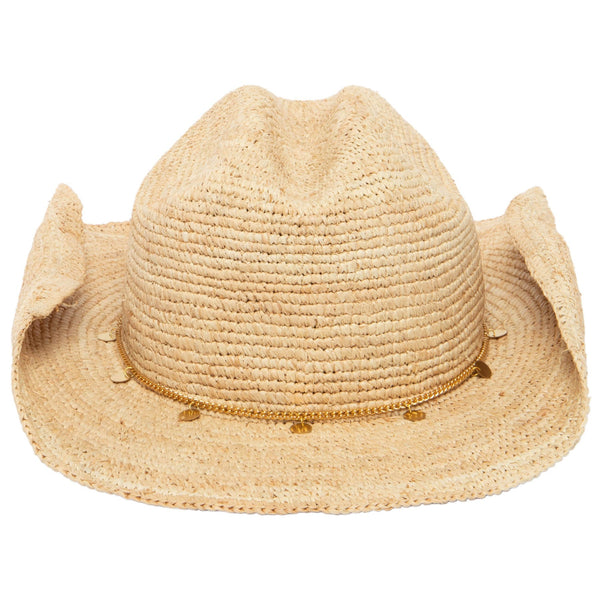 Ines - Women's Crochet Raffia Cattleman's Crease Hat