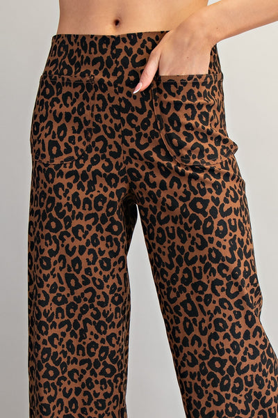 Leopard Ruffled Hem Pants