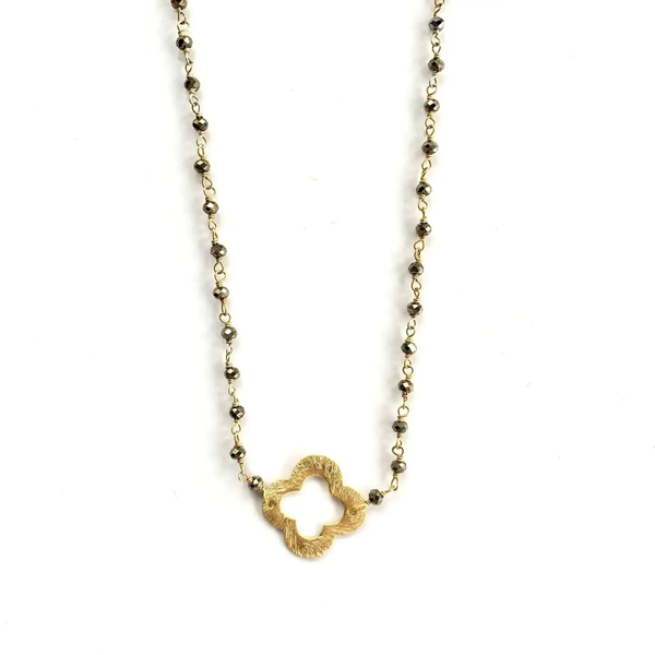 Pyrite + Clover Short Necklace