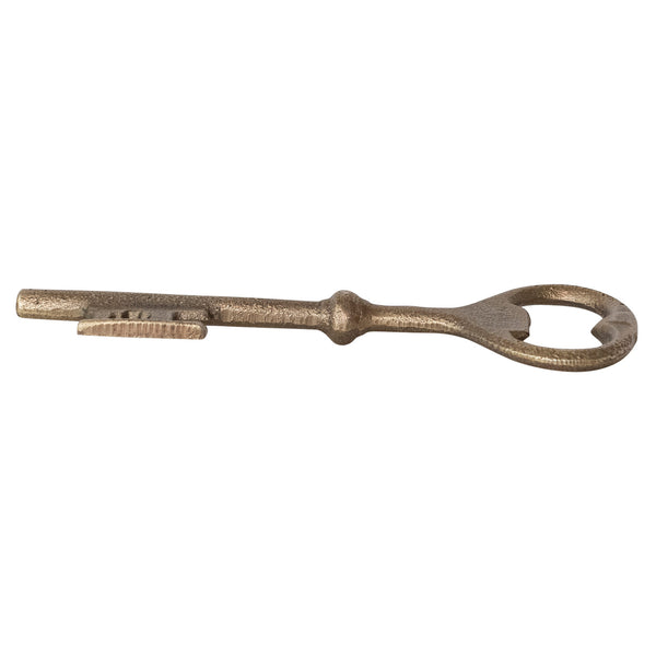 6-1/4"L Cast Iron Key Shaped Bottle Opener, Antique Brass Finish