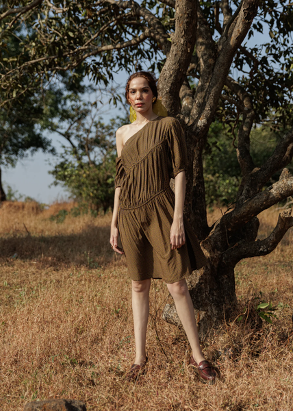 Ochre Bloom Midi Dress