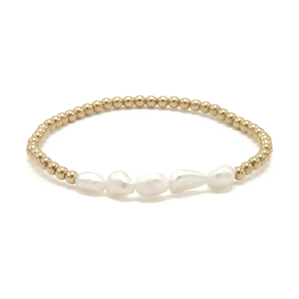 Baroque Row Pearl Bracelet in 14k Gold-Filled