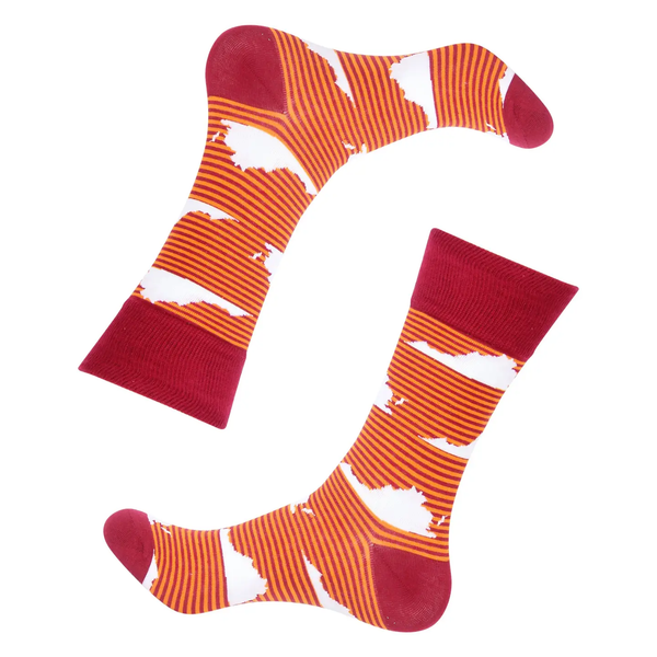 Maroon & Orange Stripe Virginia Socks