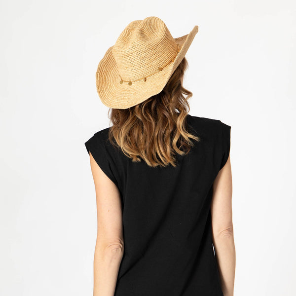 Ines - Women's Crochet Raffia Cattleman's Crease Hat