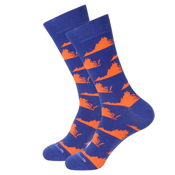 Navy & Orange Virginia Socks