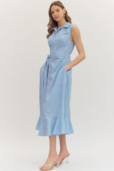 Sleeveless Tie Waist Midi Dress