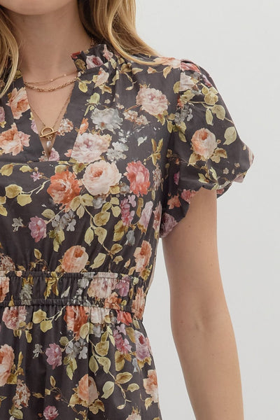 Fall Floral Midi Dress