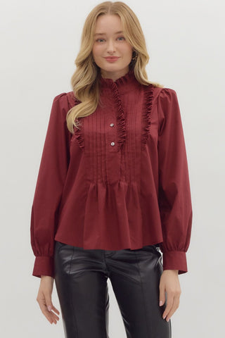 Long Sleeve Pintuck Top