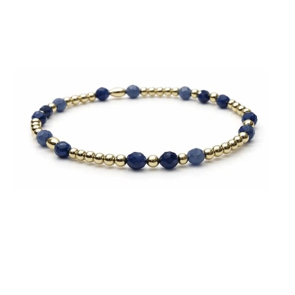 Signature Sodalite and 14k Gold filled Beaded Bracelet - Waterproof!