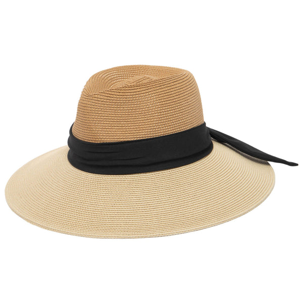 Paola Hat - Two Tone Fedora in Natural & Black