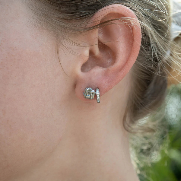 Waterproof Knot Stud Earrings: Silver