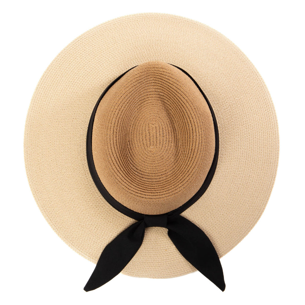 Paola Hat - Two Tone Fedora in Natural & Black