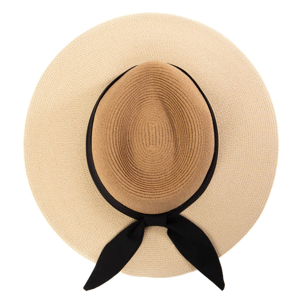 Paola Hat - Two Tone Fedora in Natural & Black