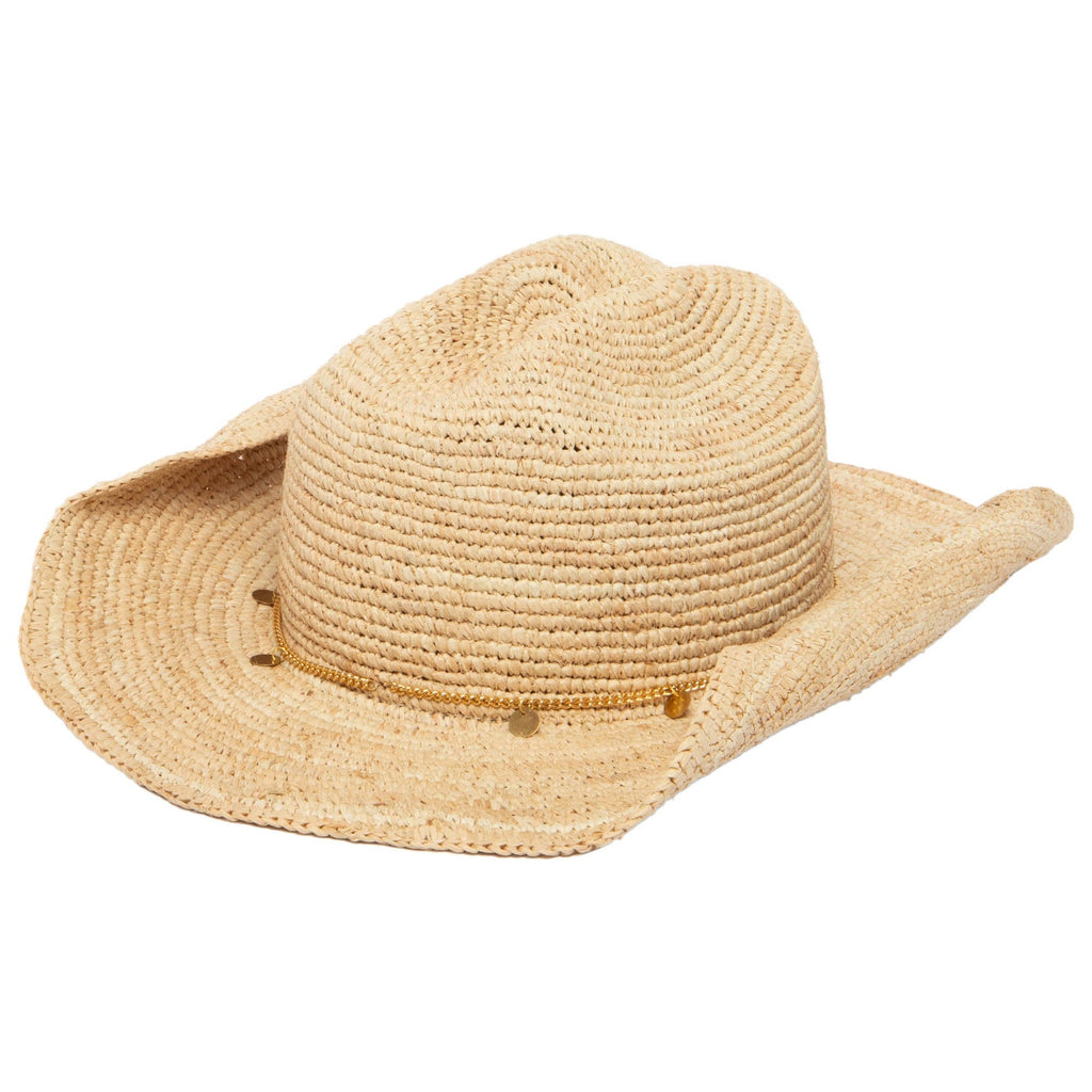 Ines - Women's Crochet Raffia Cattleman's Crease Hat