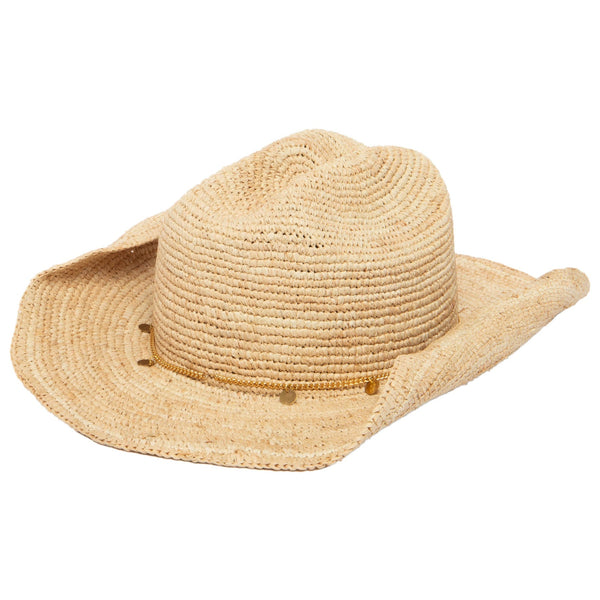 Ines - Women's Crochet Raffia Cattleman's Crease Hat