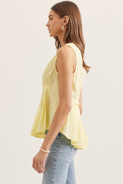 Solid Sleeveless Zip Up Top - Yellow