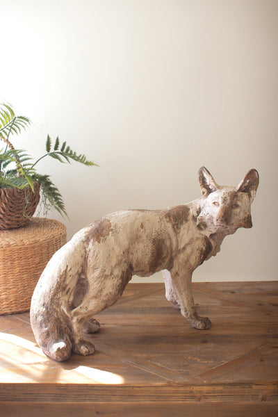 Faux Concrete Fox Statue