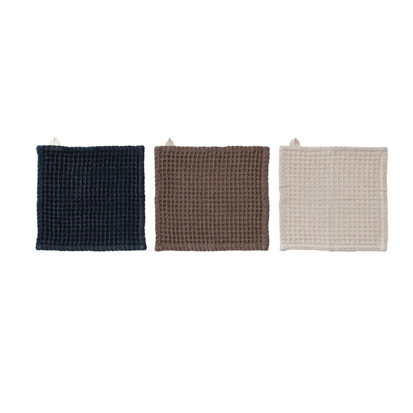 (3) Waffle Weave Dish Cloths w/ Cheese/Serving Board, Set of 4 Tied w/ Cotton Tape
