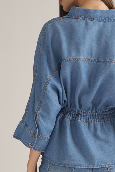 Denim Cinched tie Waist Top