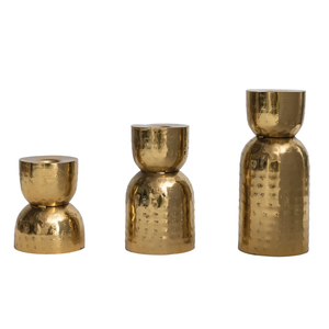Hammered Metal Taper Holders, Antique Gold Finish, 3 sizes
