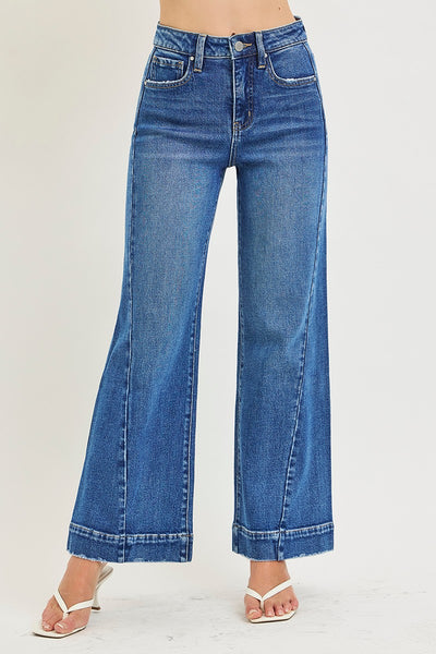 Tummy Control High Rise Ankle Wide Jeans