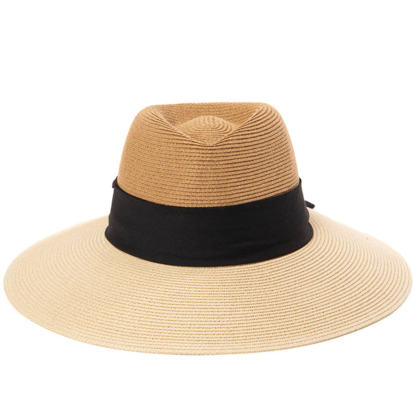 Paola Hat - Two Tone Fedora in Natural & Black