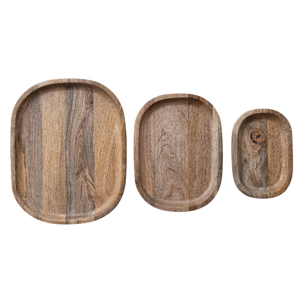 Oval Mango Wood Trays, Natural