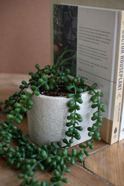 White Concrete Bookend Planters, pair