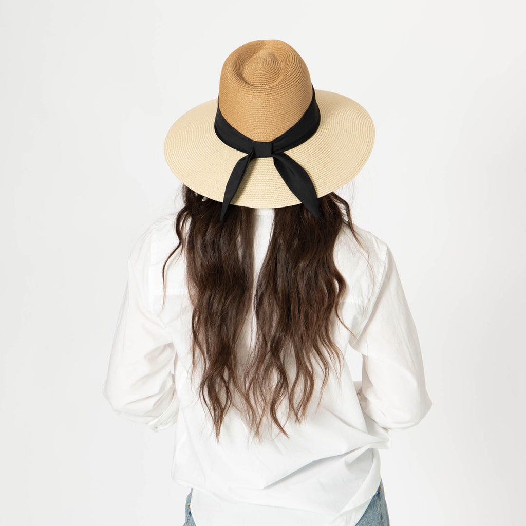 Paola Hat - Two Tone Fedora in Natural & Black