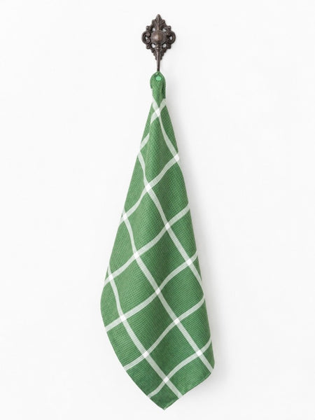 Stay Put Towel - Waffle Weave Green and White