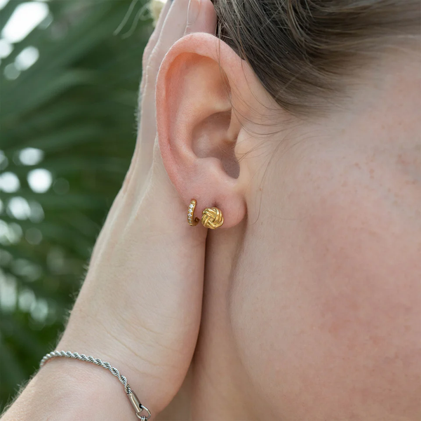 Waterproof Knot Stud Earrings: Gold