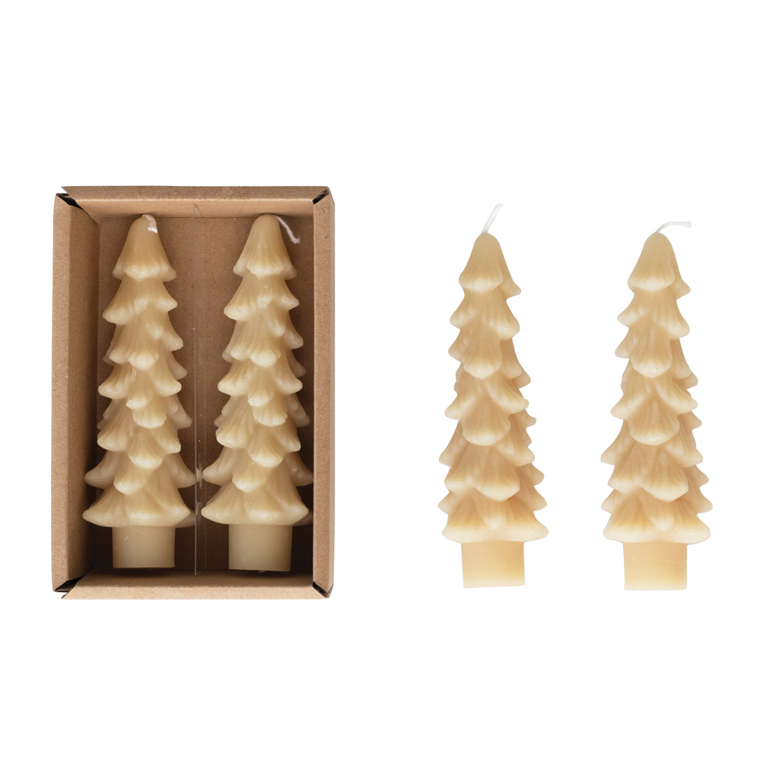 Tree Shaped Taper Candles, Set of 2