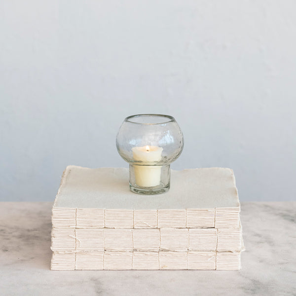 Recycled Glass Footed Votive Holder