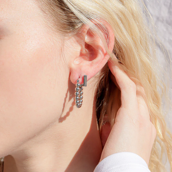 Waterproof Ball Hoop Earrings: Silver
