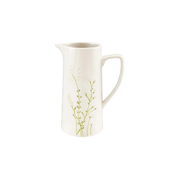 32 oz. Debossed Stoneware Pitcher with Botanicals