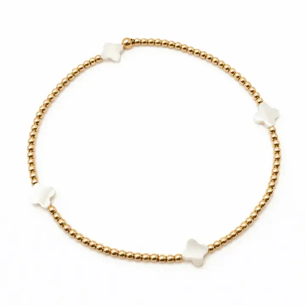 The Lucky Clover Bracelet in White Mother of Pearl