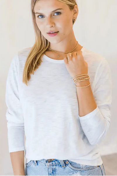 The Classic Tee in White - Long Sleeve