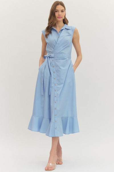 Sleeveless Tie Waist Midi Dress