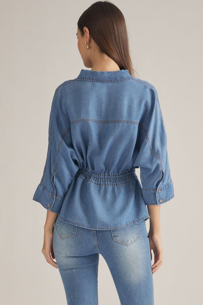 Denim Cinched tie Waist Top