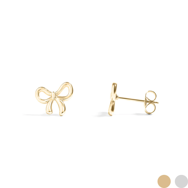 Waterproof Bow Stud Earrings: Gold