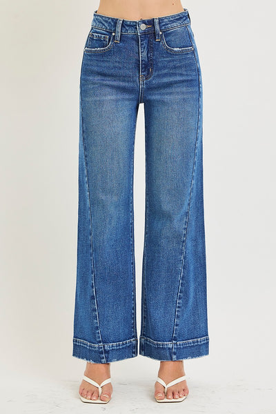 Tummy Control High Rise Ankle Wide Jeans