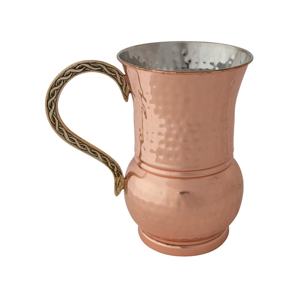 48 oz. Hammered Stainless Steel Pitcher with Brass Handle, Copper Finish